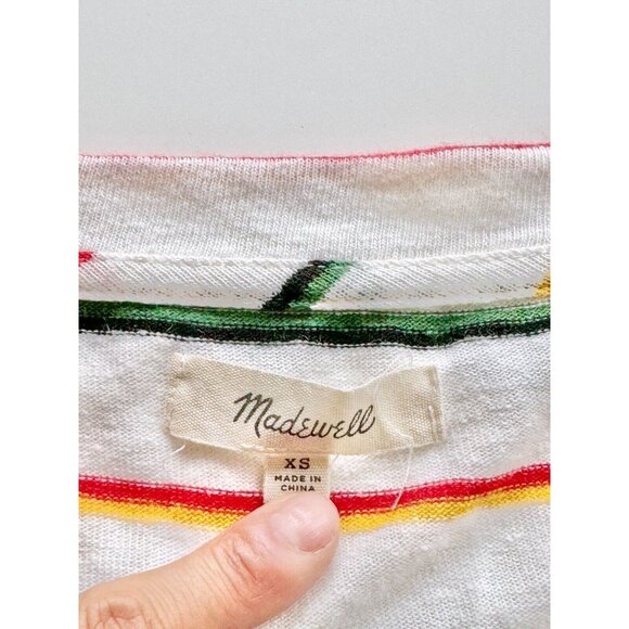 MADEWELL City Tee White Walcott Striped Linen Blend Scoop Neck T-Shirt, Size XS - Picture 11 of 13